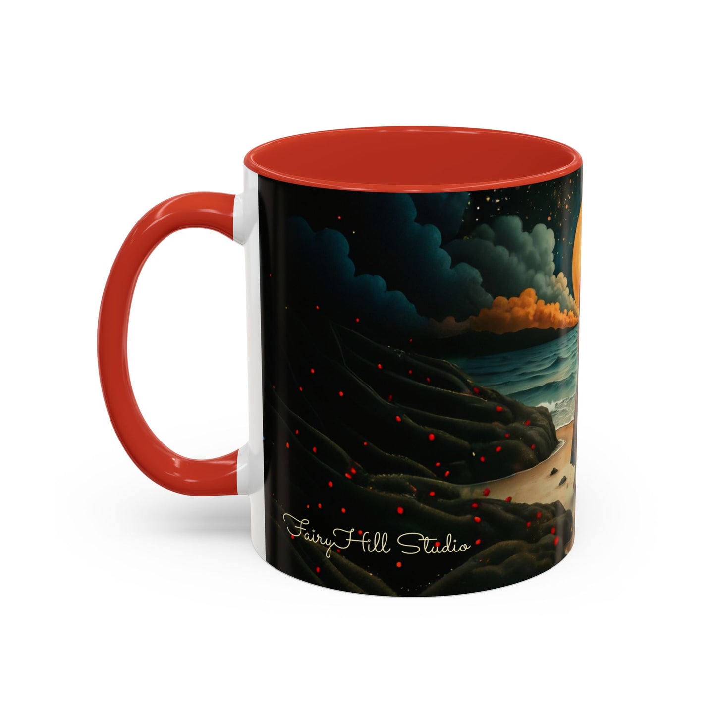 Moon girl wit red hat Art-Themed Coffee Mug - 11 & 15oz Accent Mug for Musroom Fsiry Lovers