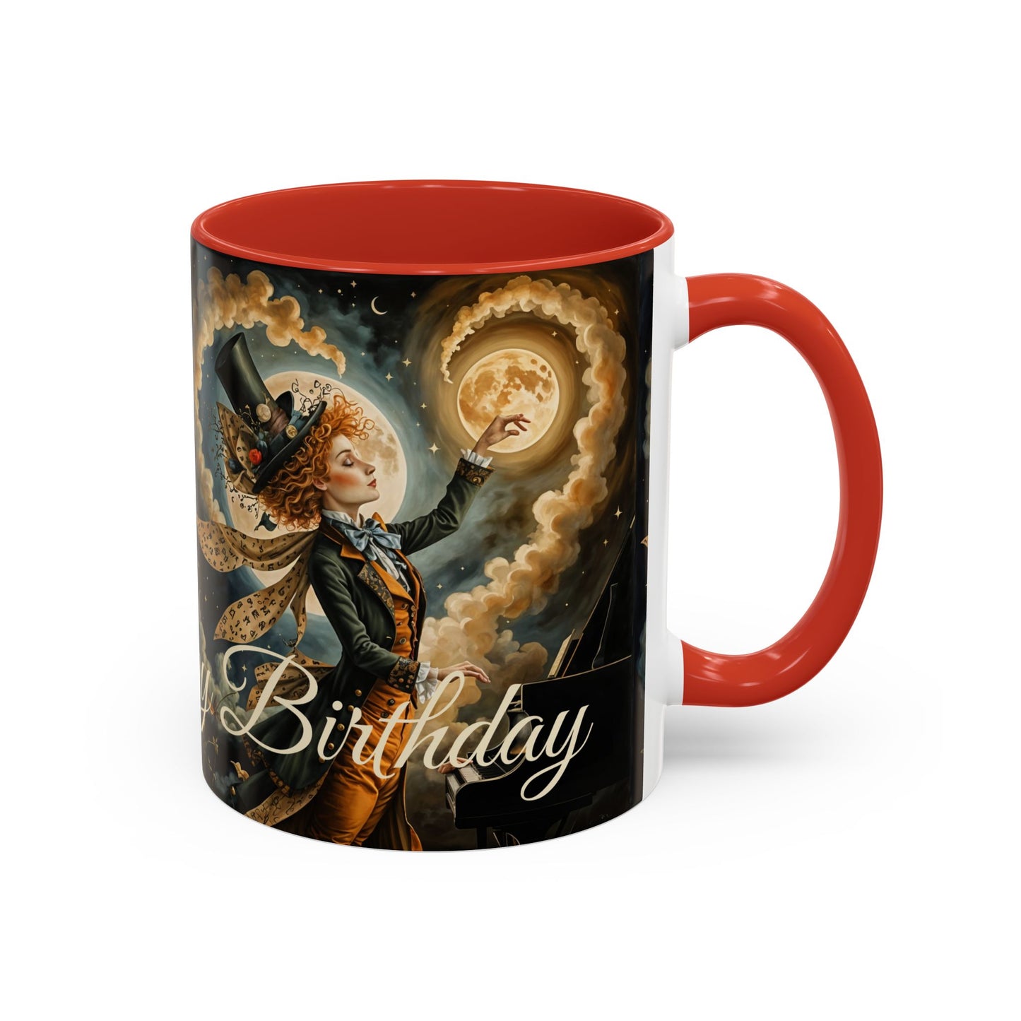 Coffee Mug - Whimsical Mad Hatter Happy Birthday Design by Fairyhill Studio