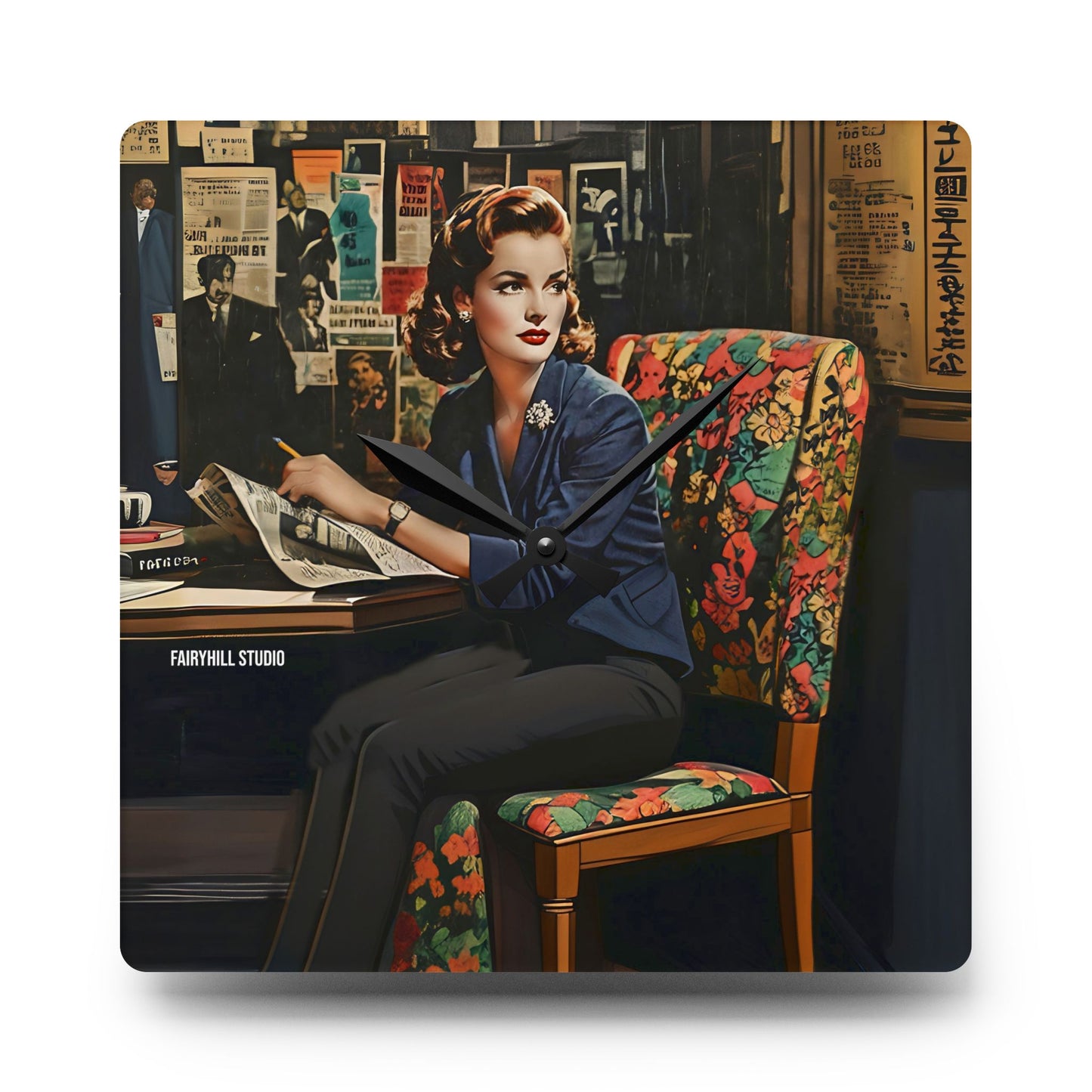Acrylic Wall Clock Vintage Hollywood Movie Star/Art