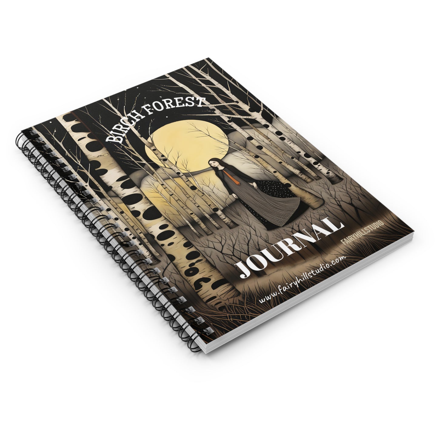 Midnight Birch forest Journal Gift notebook - Customized Journal Notebook Gift Spiral Notebook - Ruled Line