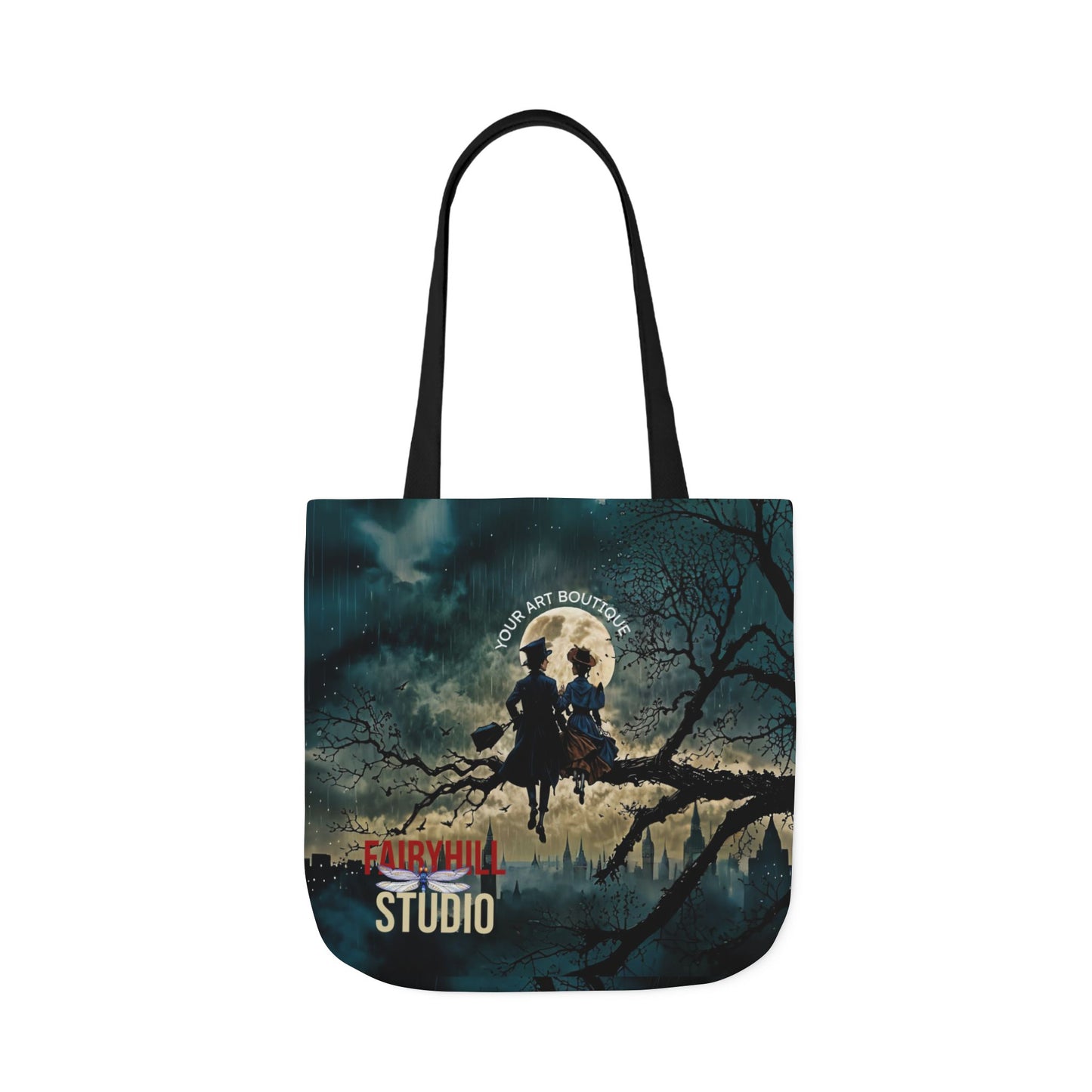 London moon under Rain Canvas Tote Bag - Perfect for Beach Days, Eco-Friendly Shopping, and Summer Fun!