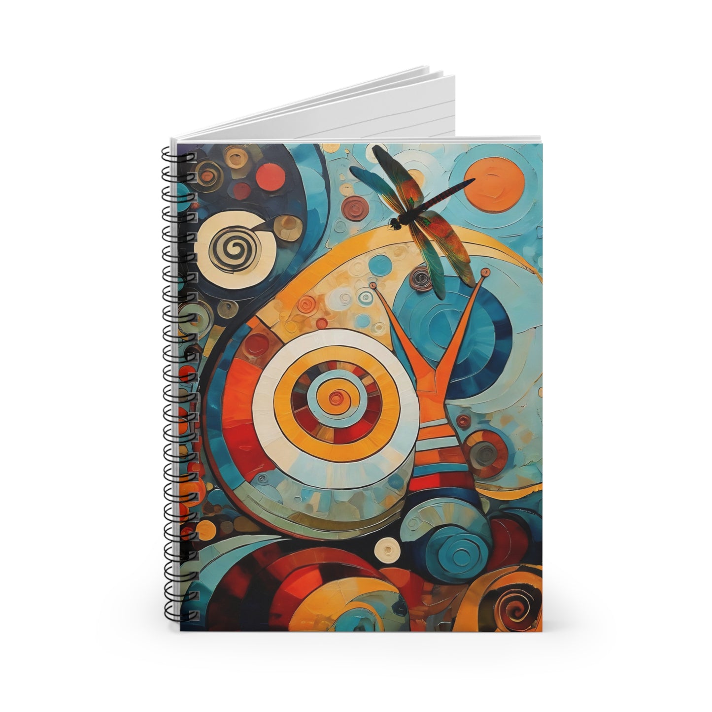 - Abstract Colorful Snail Dragonfly Circle Journal/notebook