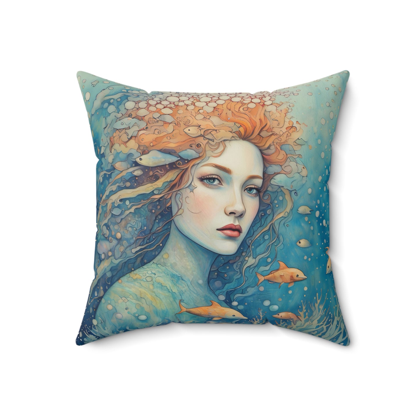 Ocean reveree Square Pillow - by Fairyhill Studio