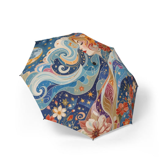 Galaxy Umbrella  Girl in flowers  Fairyhill studio  art Semi-Automatic Foldable