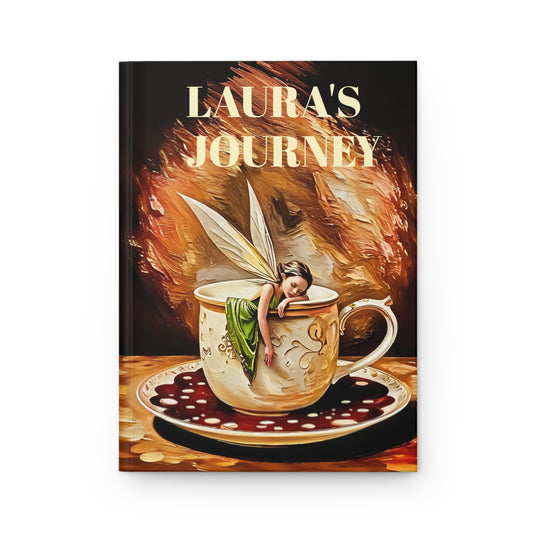 Hardcover Journal Matte Personalized with Morning Coffee Fairy Art by Fairyhill Studio