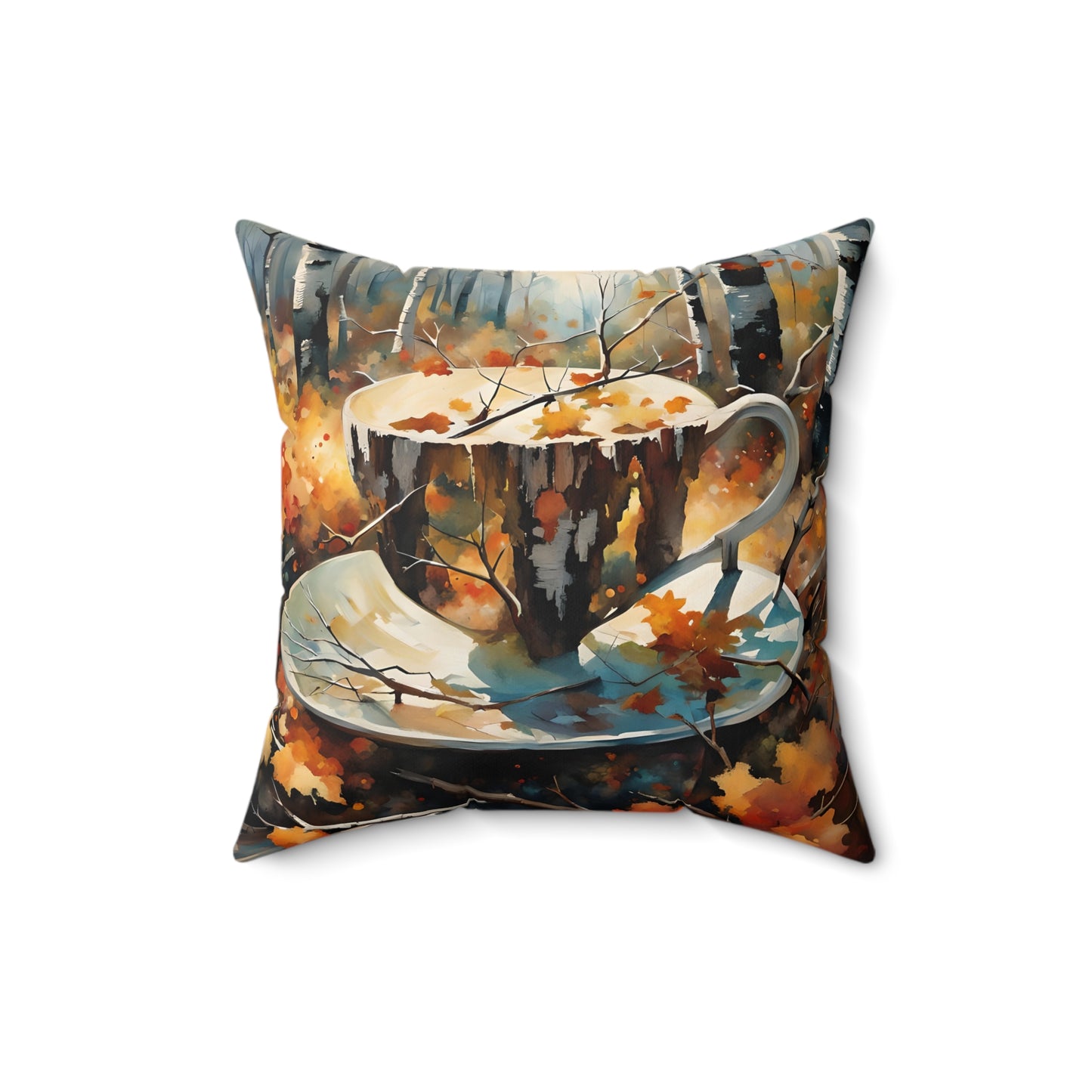 Spun Polyester Square Coffee in Fall season Pillow
