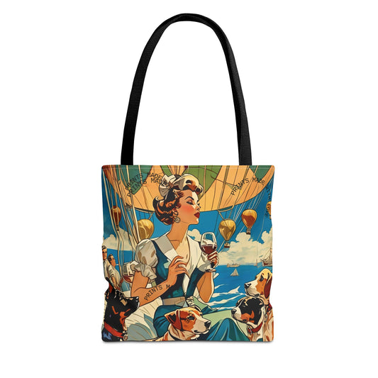 Vintage Hot Air Balloon Dog Lover Tote Bag