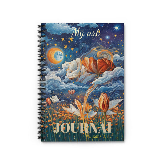Spiral Notebook Celestial Tulips  art Journal