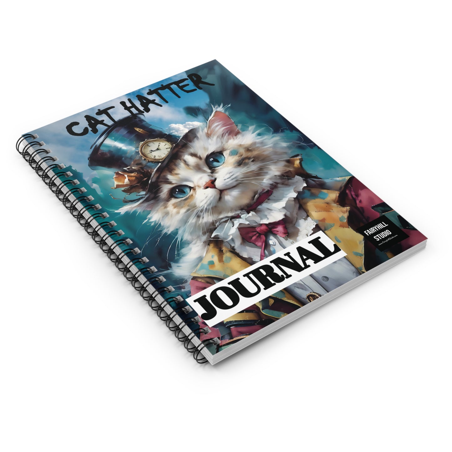Journal - Mad Hatter Style Cat Lover's Ruled Line Notebook
