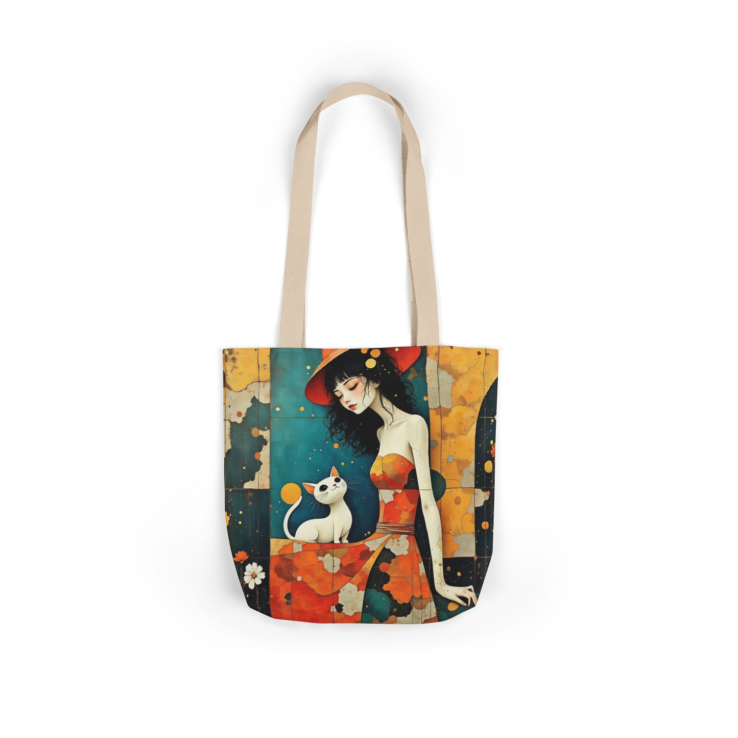 Colorful Cat -Inspired Canvas Tote Bag - Perfect for Beach Days, Eco-Friendly Shopping, and Summer Fun!