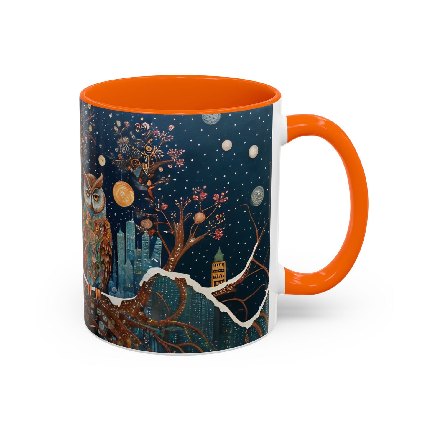 Accent Boho Style Night Owl Mug on a Snowy New York Night Coffee Mug (11, 15oz)