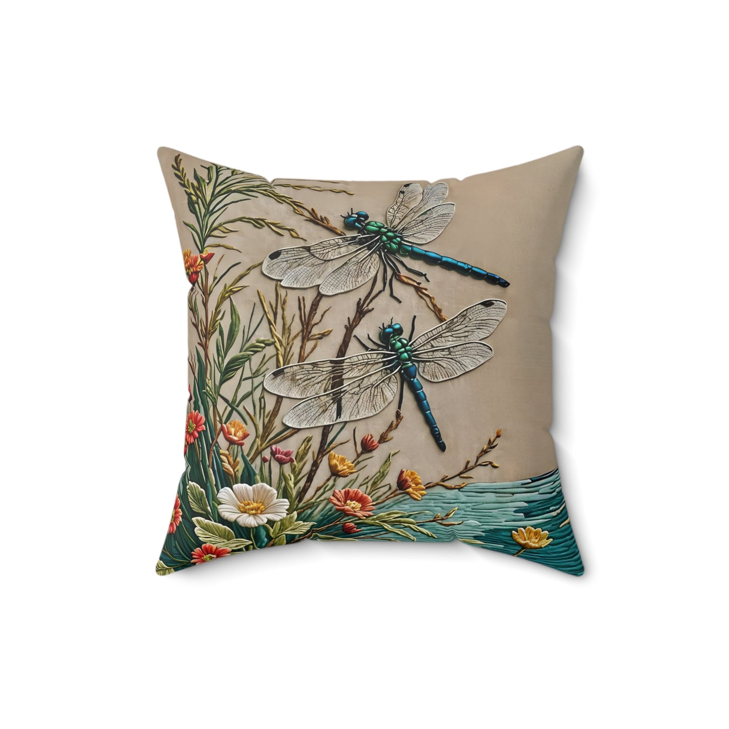 Dragonfly Square Pillow - by Fairyhill Studio
