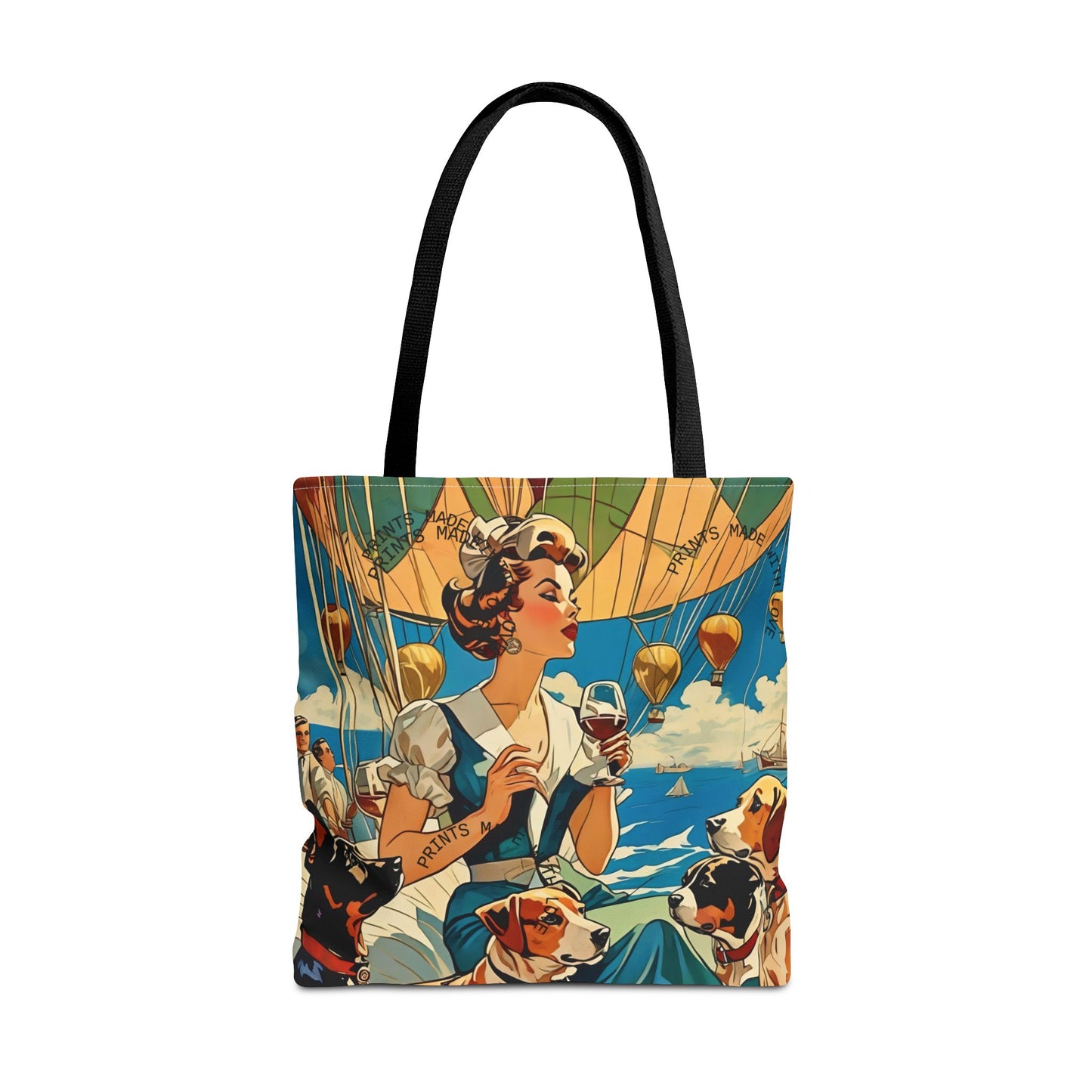 Vintage Hot Air Balloon Dog Lover Tote Bag