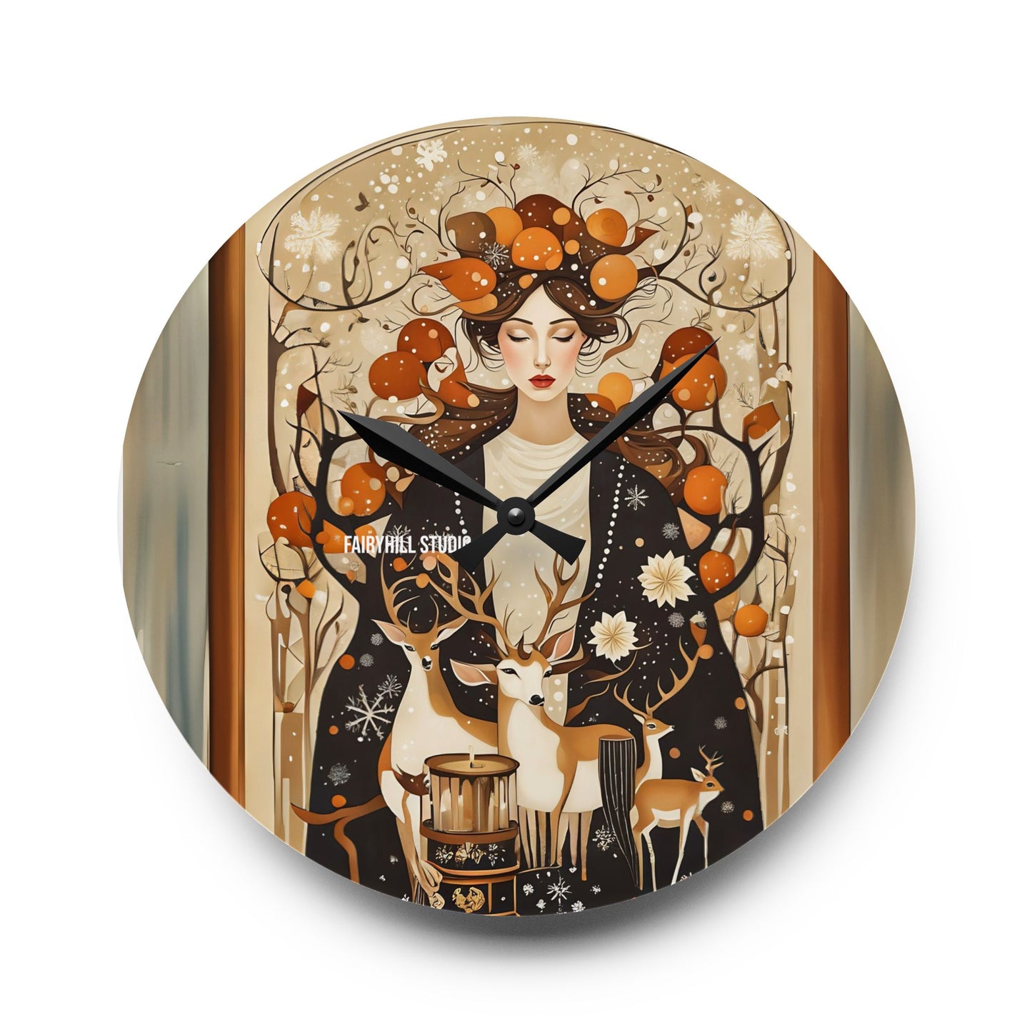 Acrylic Wall Clock -Welcoming Fall with Deers
