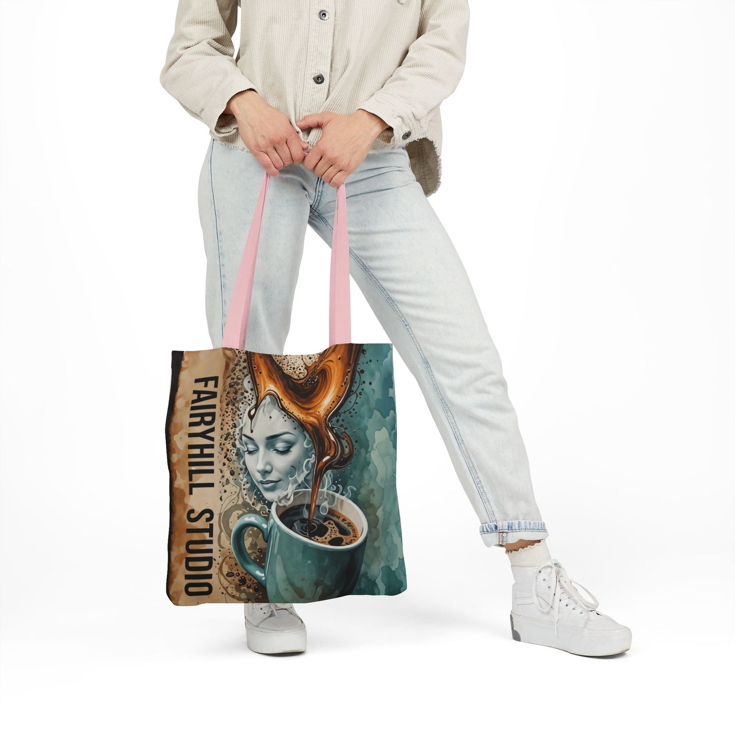 Morning Coffee Fairyhill studio Canvas Tote Bag - Perfect for Beach Days, Eco-Friendly Shopping, and Summer Fun!
