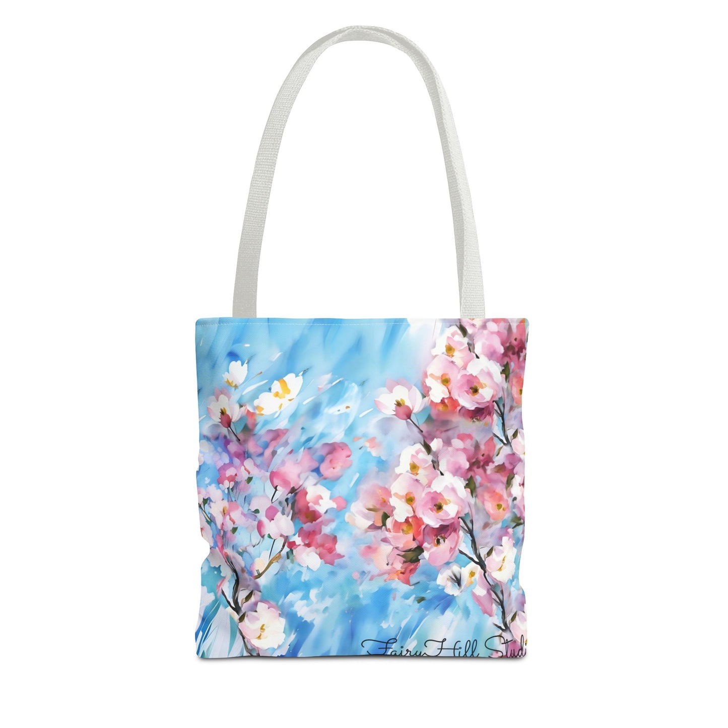 Canvas Tote Bag with Floral Cherry Blossom Design