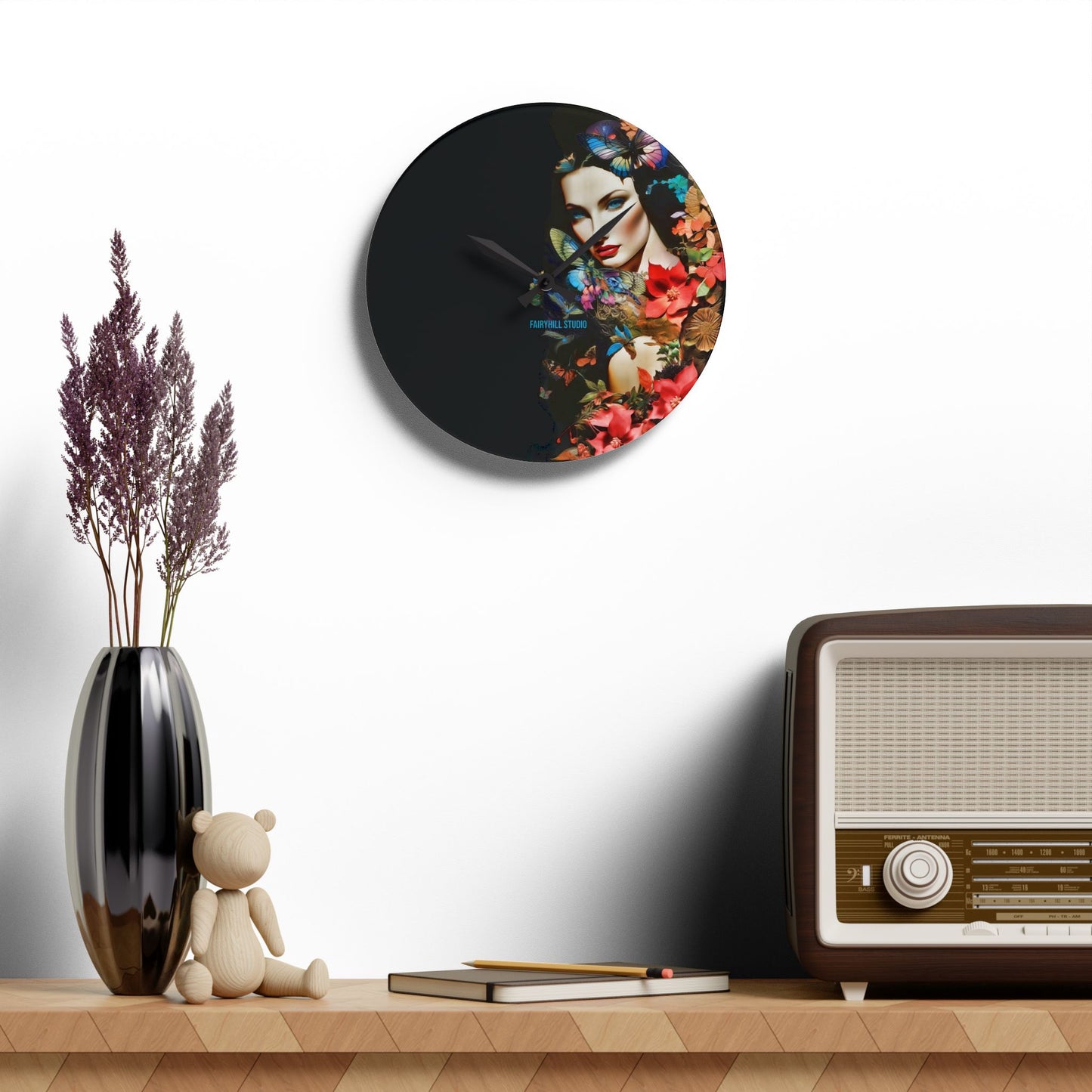 Acrylic Wall Clock -Lady in Nature /Art