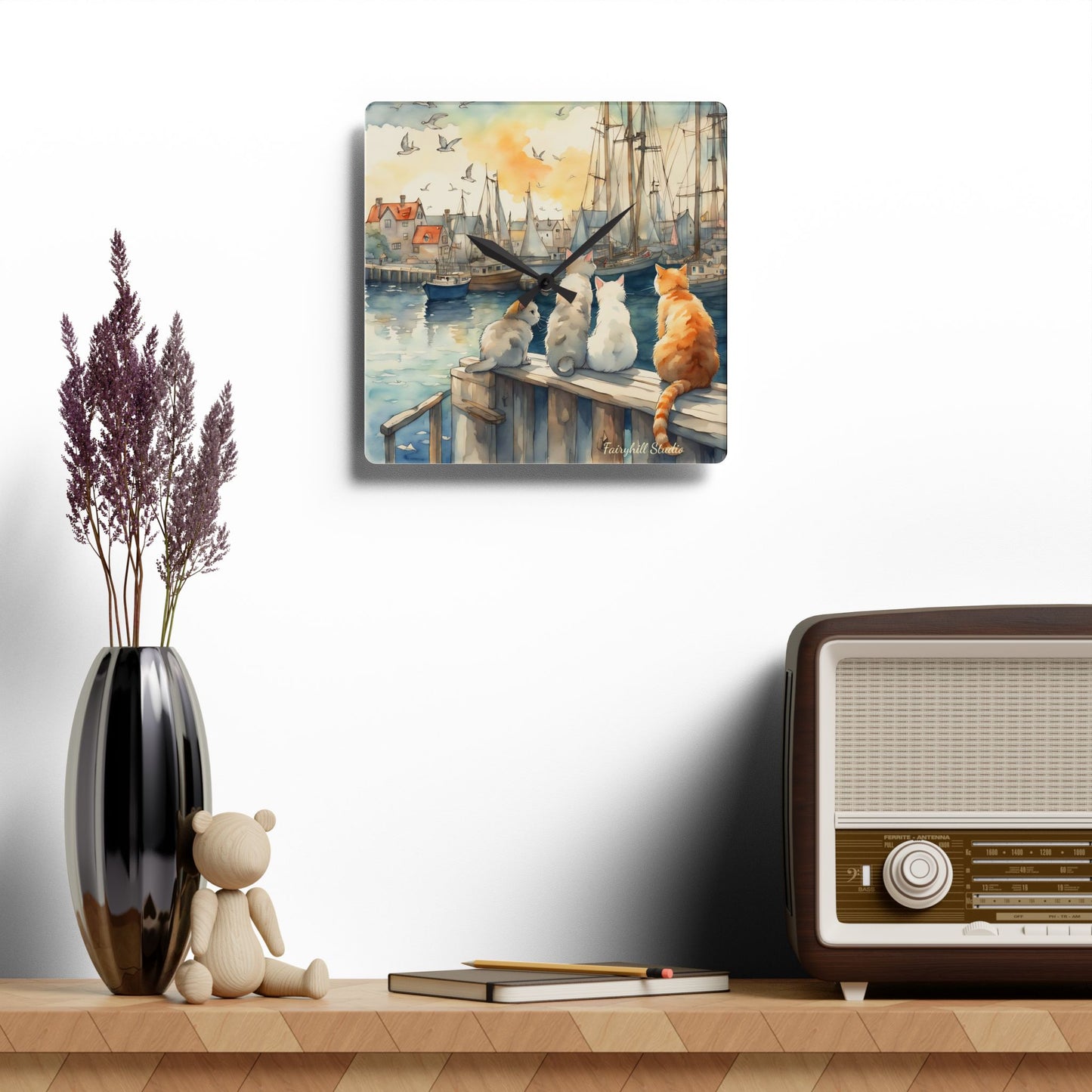 Cats And The City - by Fairyhill Studio Wall clock Gift Acrylic Wall Clock