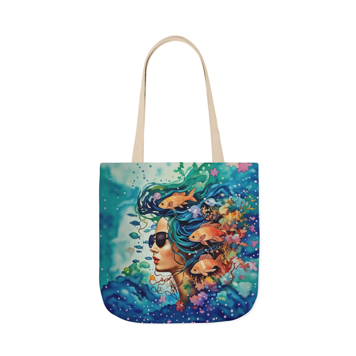 Colorful Ocean-Inspired Canvas Tote Bag - Perfect for Beach Days, Eco-Friendly Shopping, and Summer Fun!