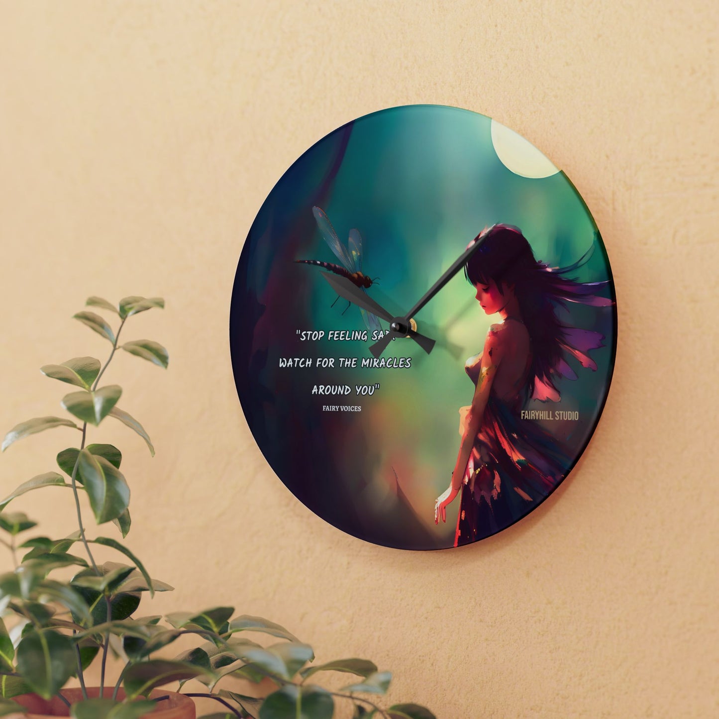 Art Wall Clock - Watch for the Miracles around you featuring Fairy voices/Nazan Saatci