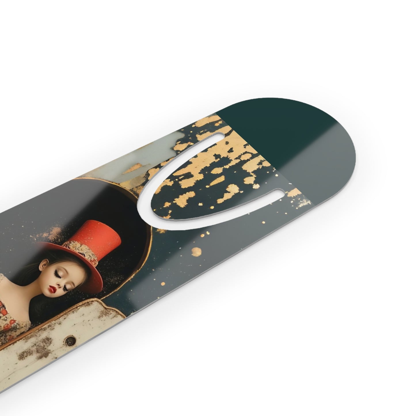 Girl with top hat Illustration Bookmark, Cute Metal Bookmark, Gift for circus Lovers, Reading Accessory, Book Lover Gift, Unique Gift Idea