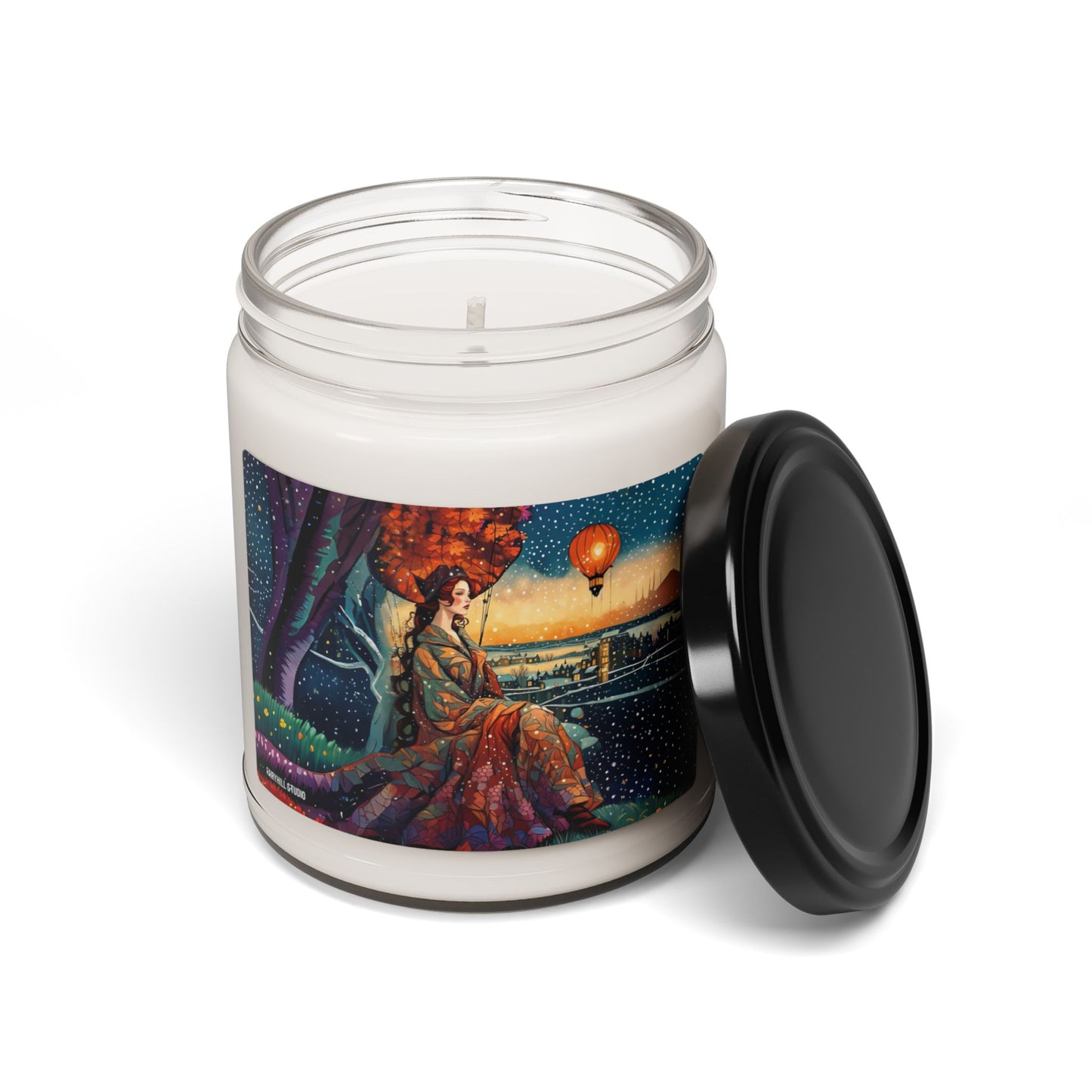 Soy Candle - Floral Aromatic 9oz | Hand-poured Scented Candle for Relaxation & Home Decor featuring a beautiful girl in a snowy day with hot
