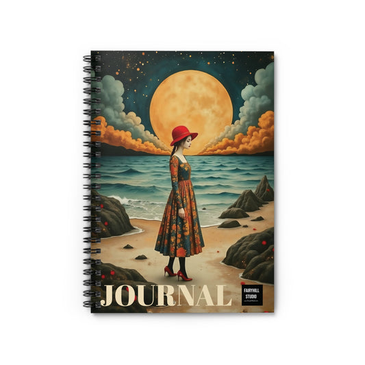 Moon Girl with red hatt  Spiral Notebook fairyhill studio