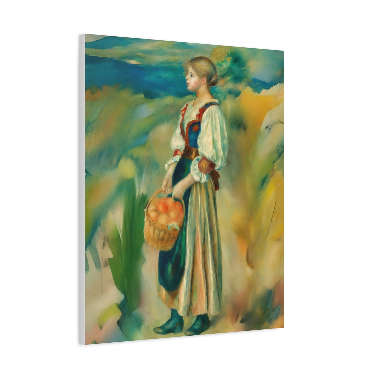 Canvas Print - Girl with a Basket of Oranges Art by Auguste Renoir