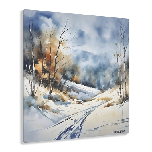 Acrylic Print - Snowy Village Scene
