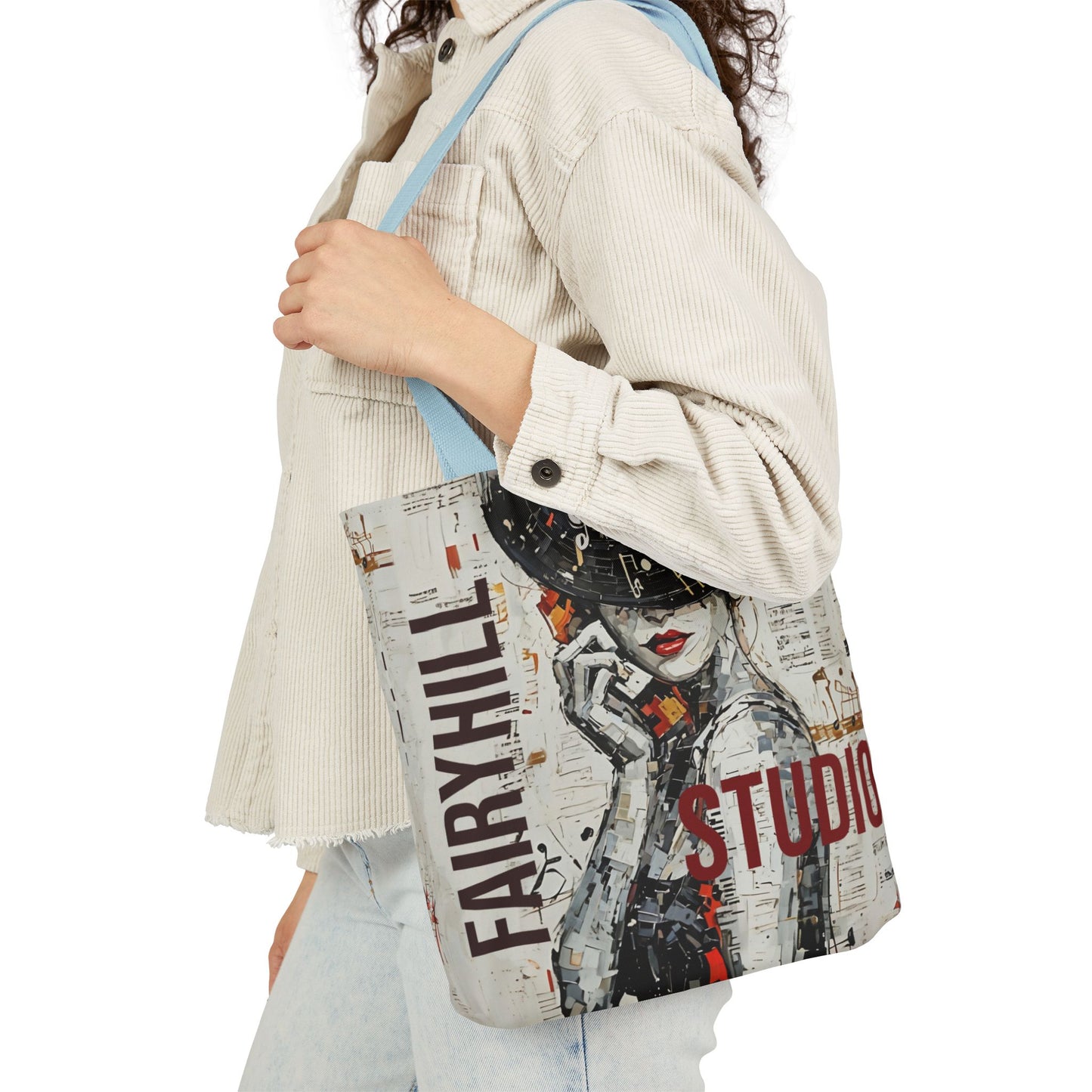 Colorful FairyHill Studio Red phone- Canvas Tote Bag - Perfect for Beach Days, Eco-Friendly Shopping, and Summer Fun!