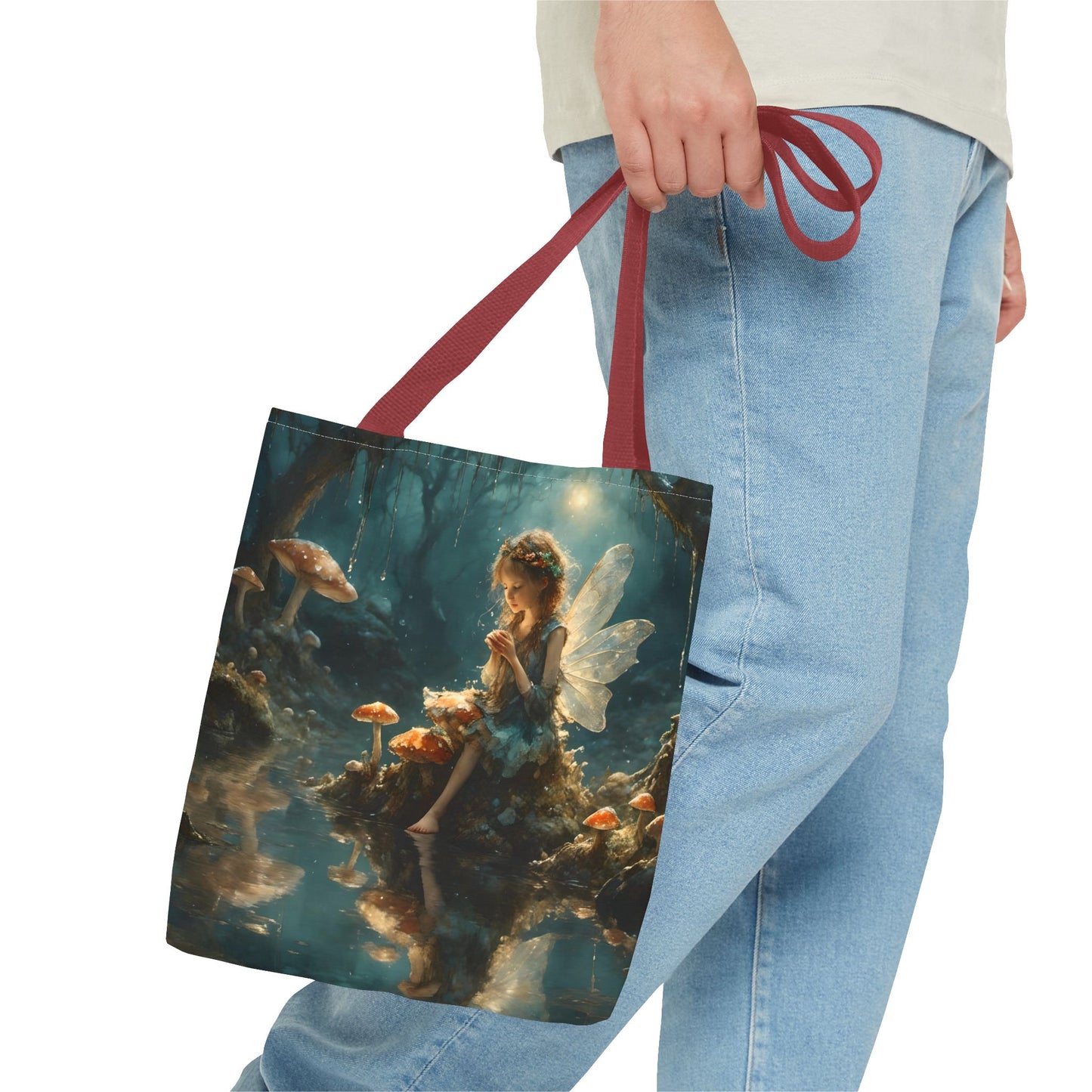 Tote Bag Fairy Sitting in a Lake Art by Fairyhill Studio
