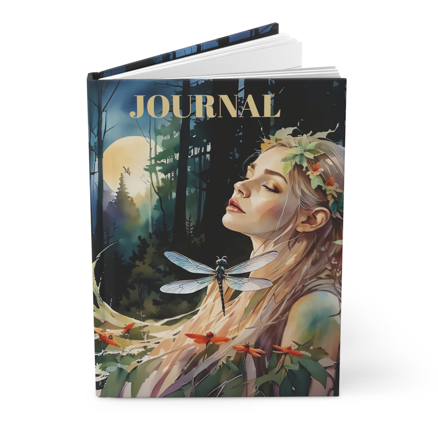 Hardcover Journal Matte -Dragonfly Meditation/Art