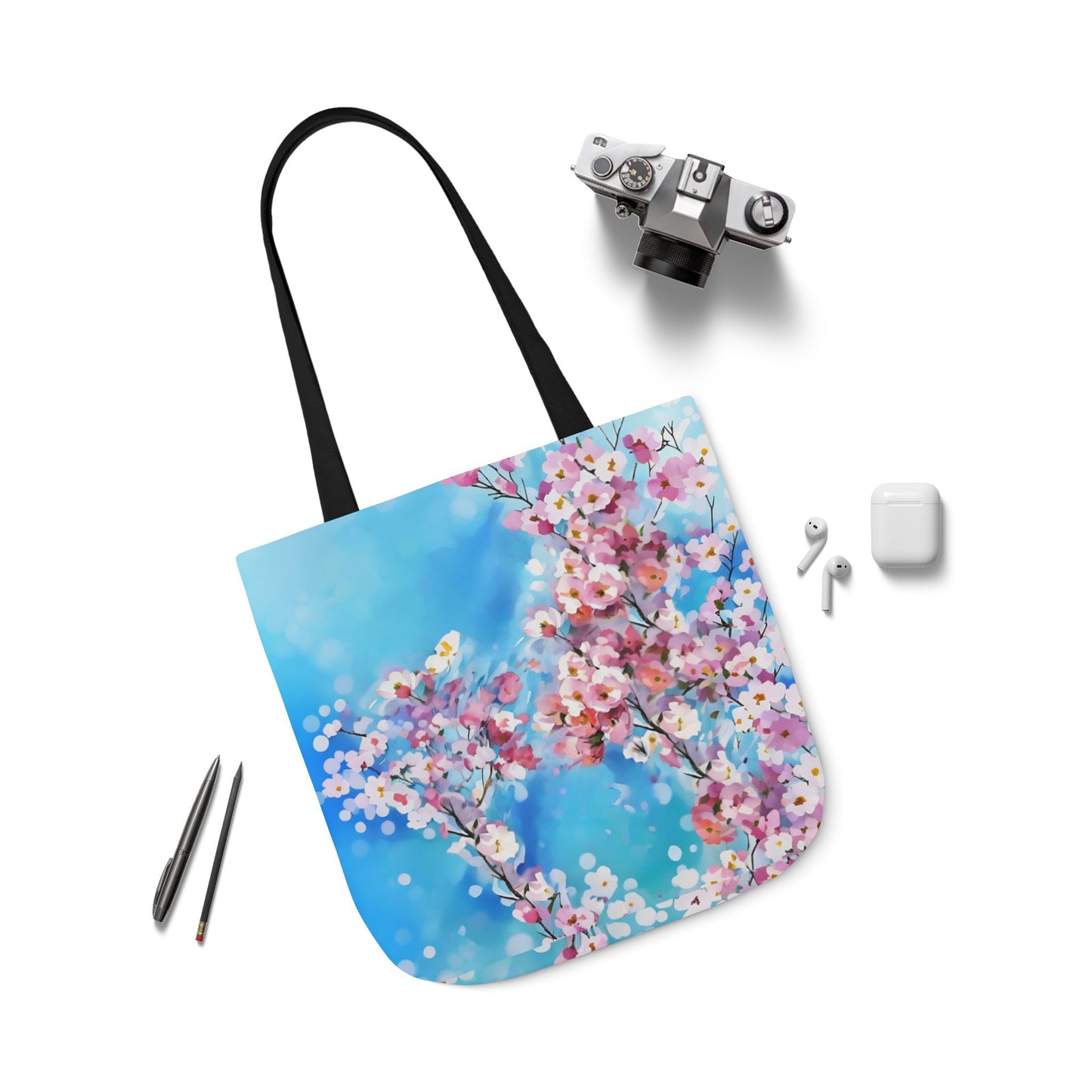 Colorful FairyHill Studio Sakura flowers Canvas Tote Bag - Perfect for Beach Days, Eco-Friendly Shopping, and Summer Fun!