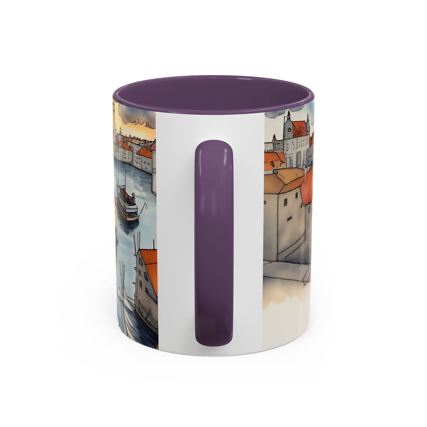 Girl with Black cat on a roof top Art-Themed Coffee Mug - 11 & 15oz Accent Mug for Musroom Fsiry Lovers
