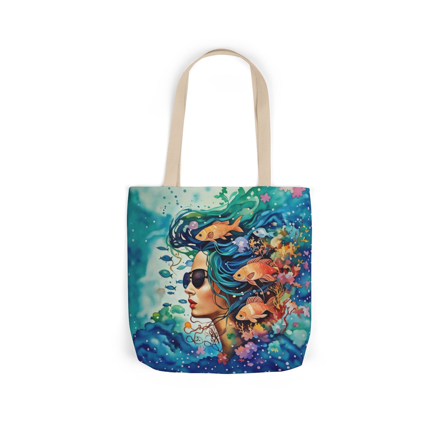Colorful Ocean-Inspired Canvas Tote Bag - Perfect for Beach Days, Eco-Friendly Shopping, and Summer Fun!