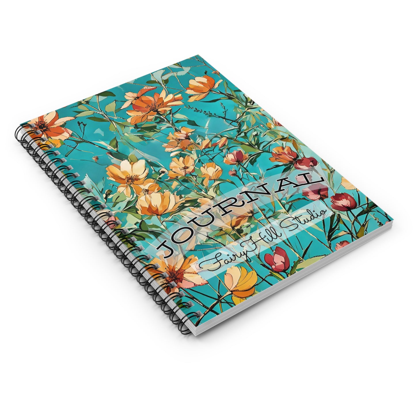 Spiral Notebook - Floral Orange Peach Design, Ruled Line