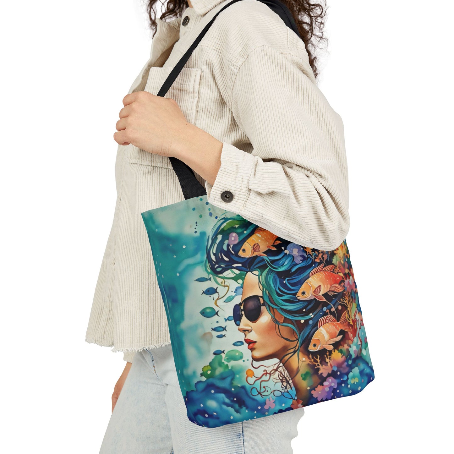 Colorful Ocean-Inspired Canvas Tote Bag - Perfect for Beach Days, Eco-Friendly Shopping, and Summer Fun!