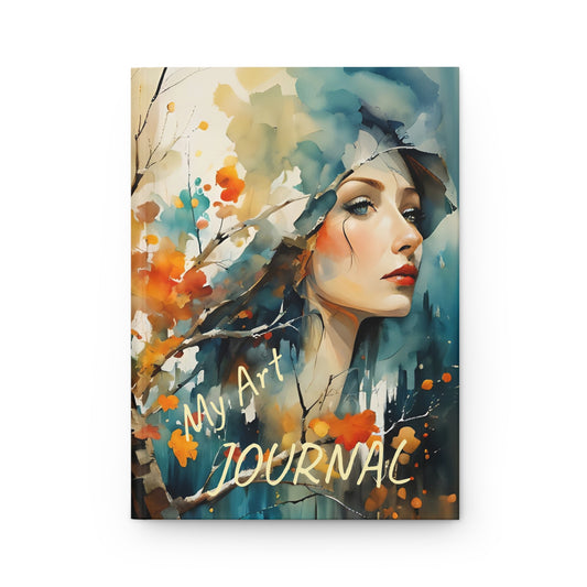 Hardcover Journal Matte - Fall Forest Woman Watercolor Art by Fairy Hill Studio