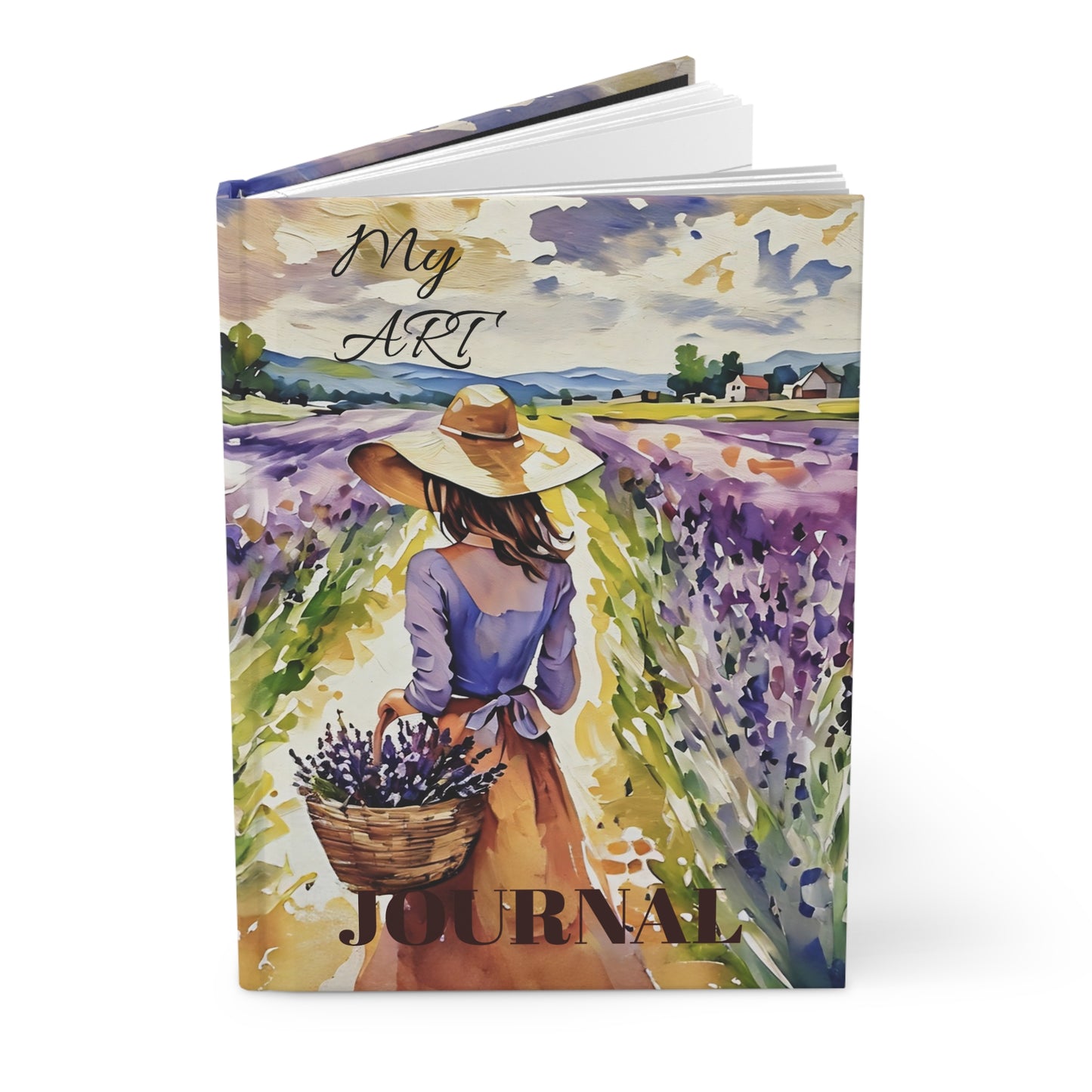Lavender Field Summer Hat Girl Oil Impressionist Style Fairyhill Studio