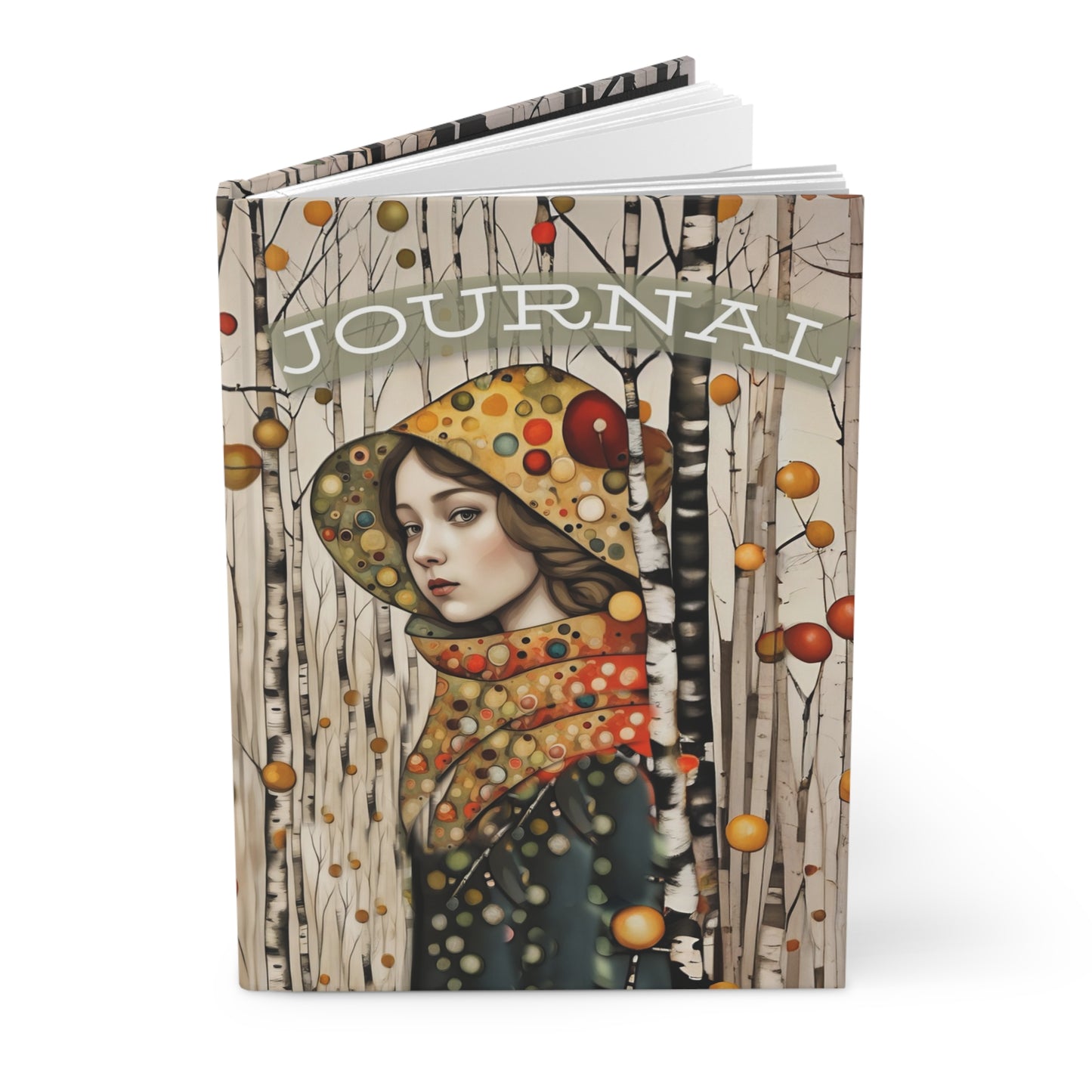 Hardcover Journal / Autumn Girl in Birch Forest Journal