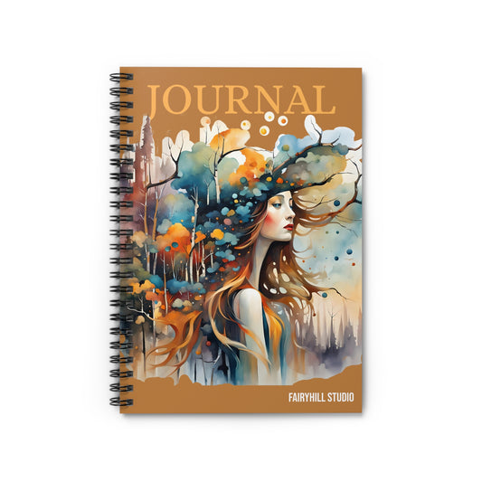 Fairy Hill Studio Woman with hat Art Journal, Spiral Notebook - Ruled Line