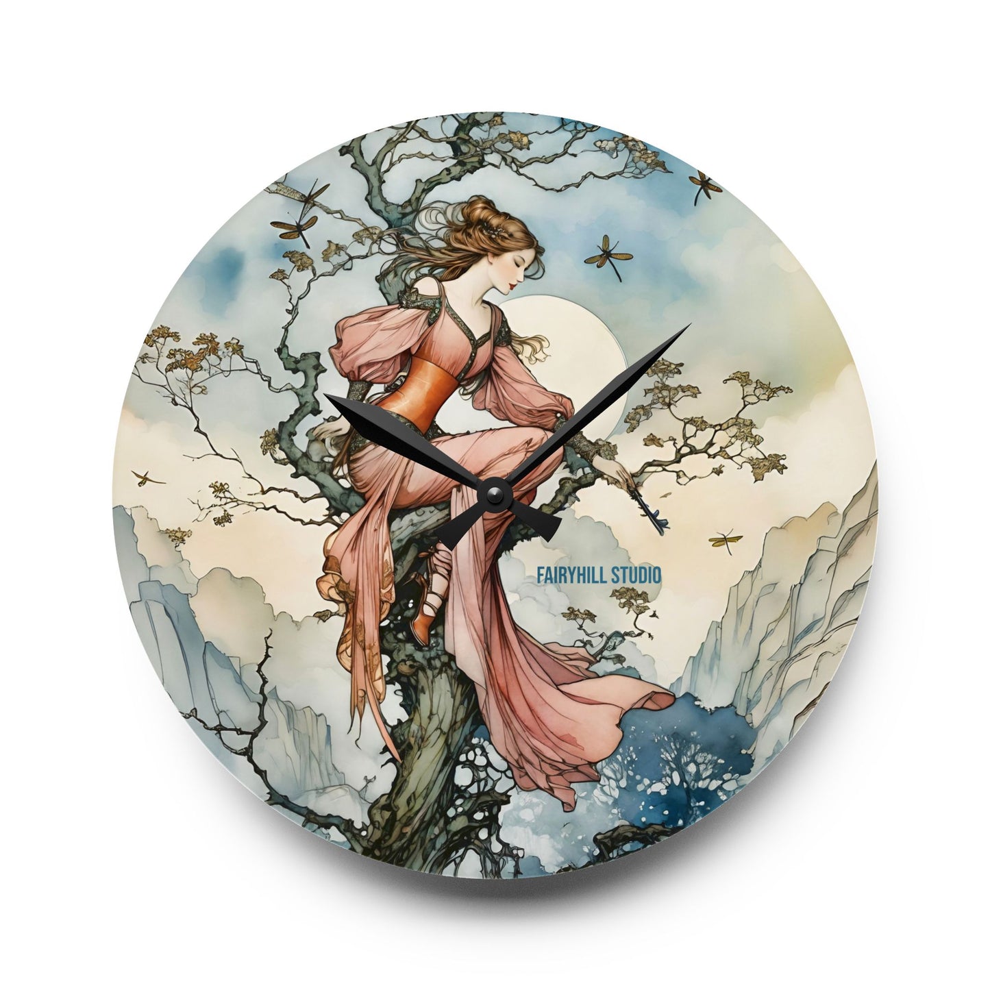 Acrylic Wall Clock - Fairy Princess and The Tree