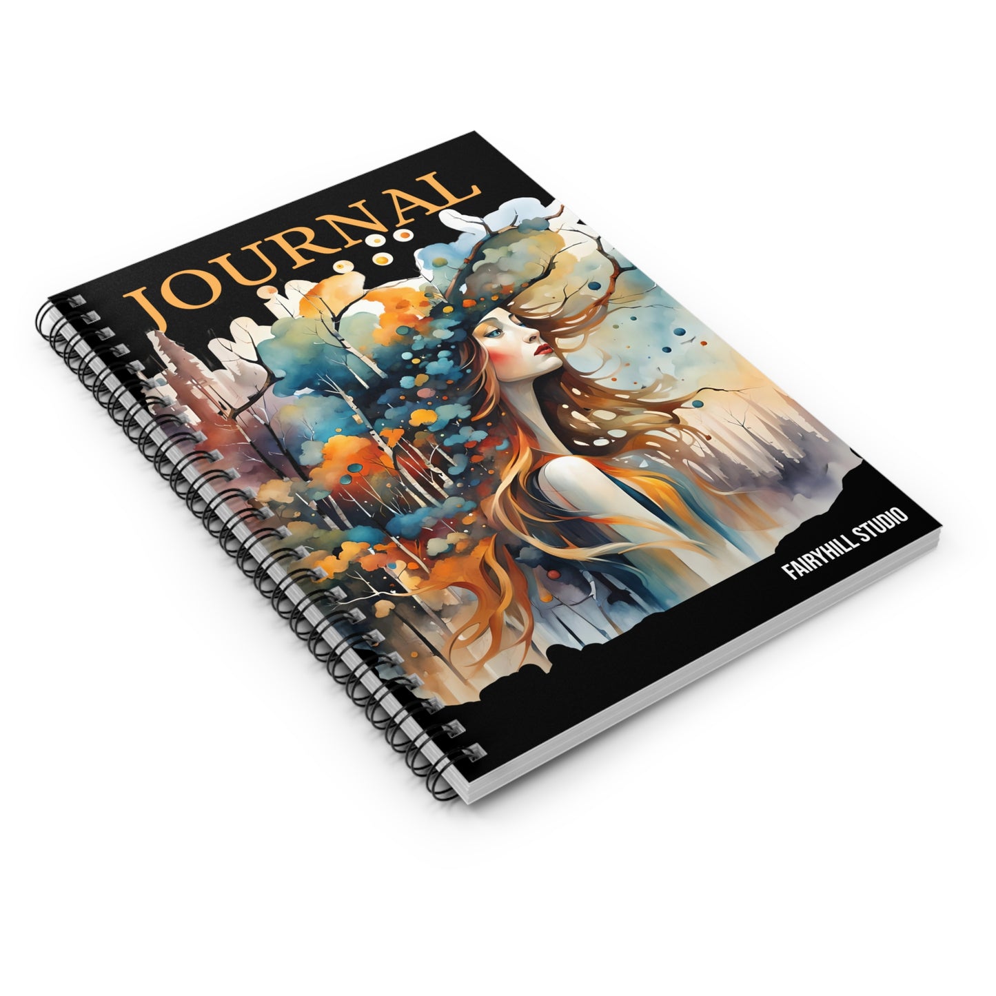 Fairy Hill Studio Woman with hat Art Journal, Spiral Notebook - Ruled Line