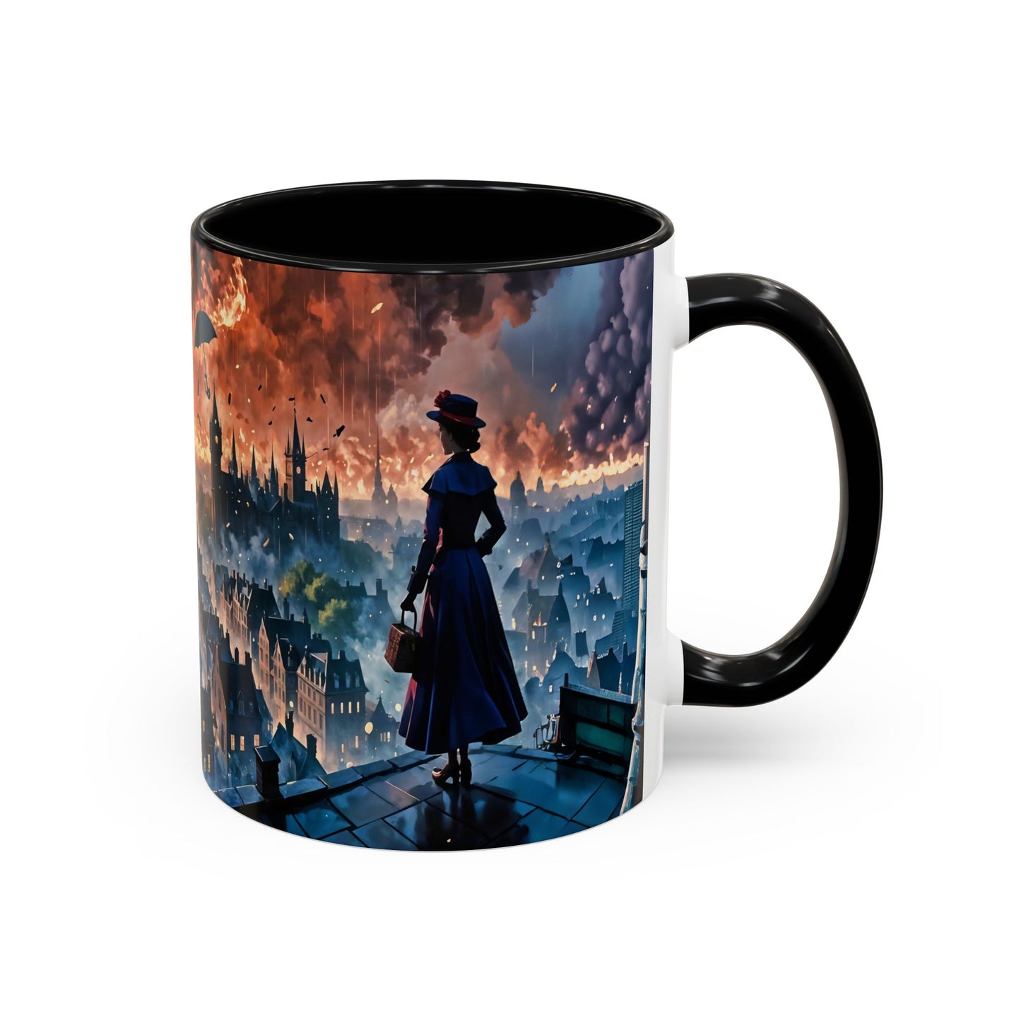 Coffee Mug Marry Poppins Umbrella London City Night Art
