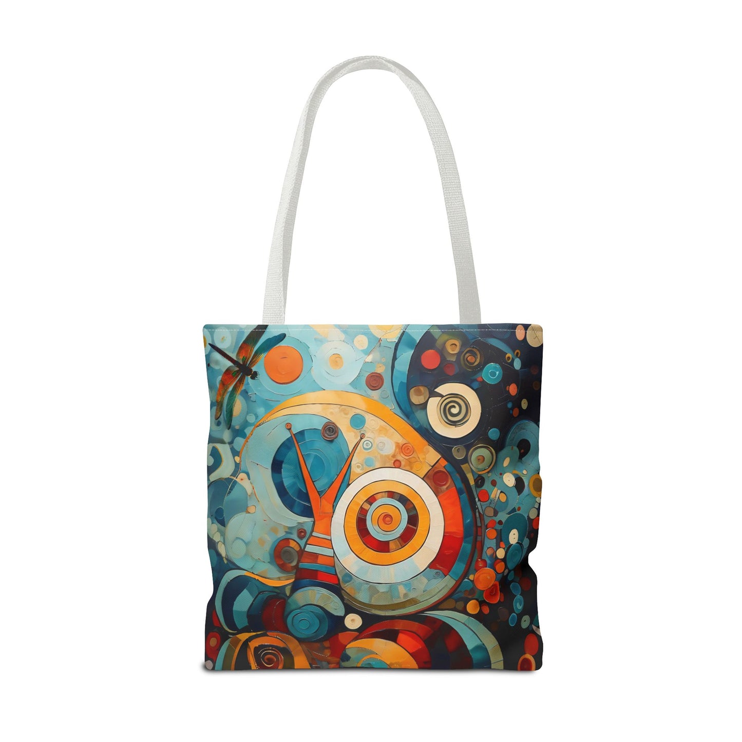 Canvas tote bag Art - Abstract Colorful Snail Dragonfly Circle