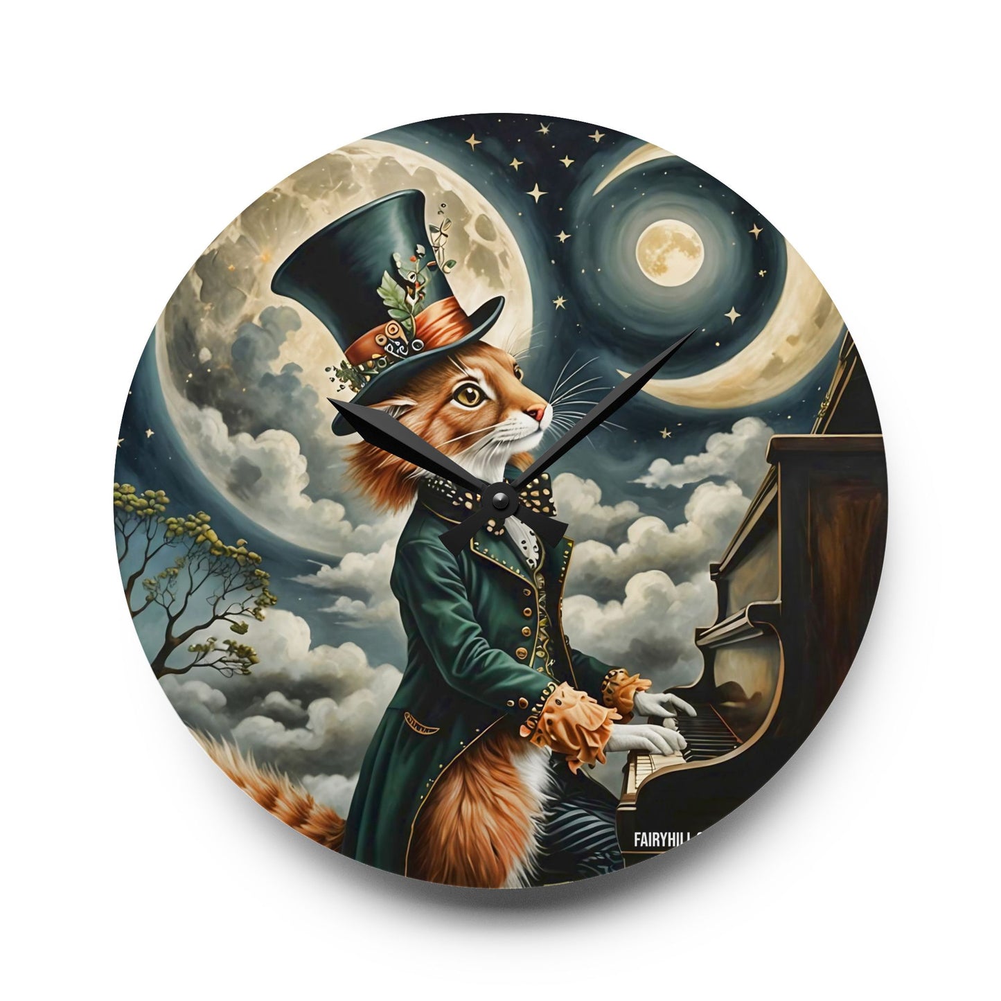 Acrylic Wall Clock Cat Hatter's MoonLight Sonata/Art