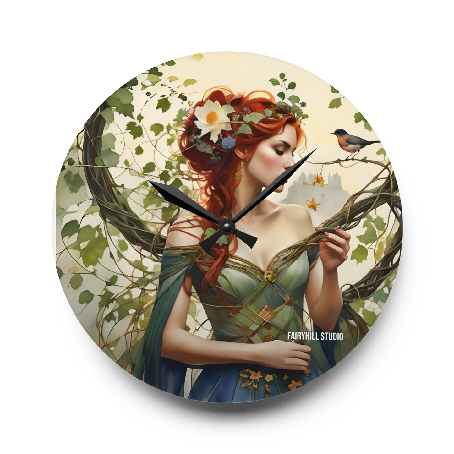 Acrylic Wall Clock Princess and the bird/Art