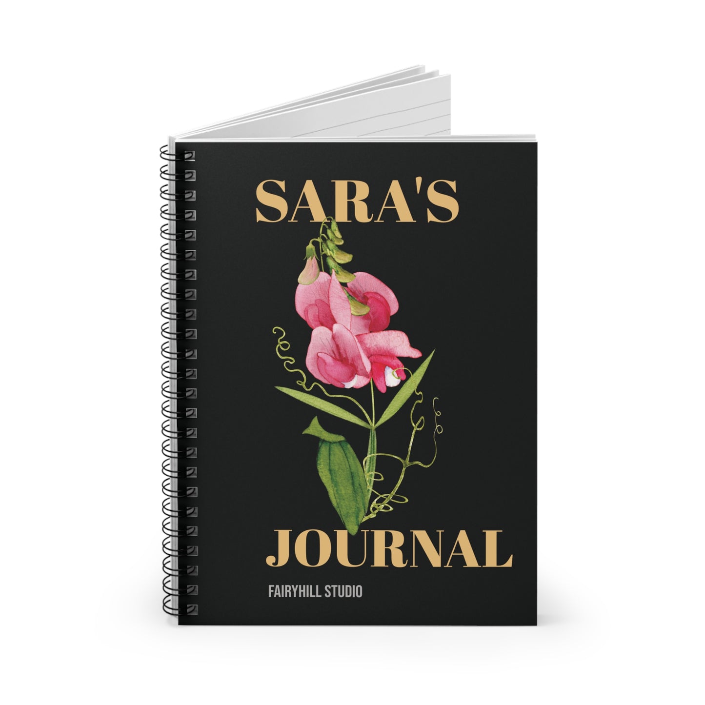 Spiral Notebook - Personalized Pink Flowers Ruled Line Journal