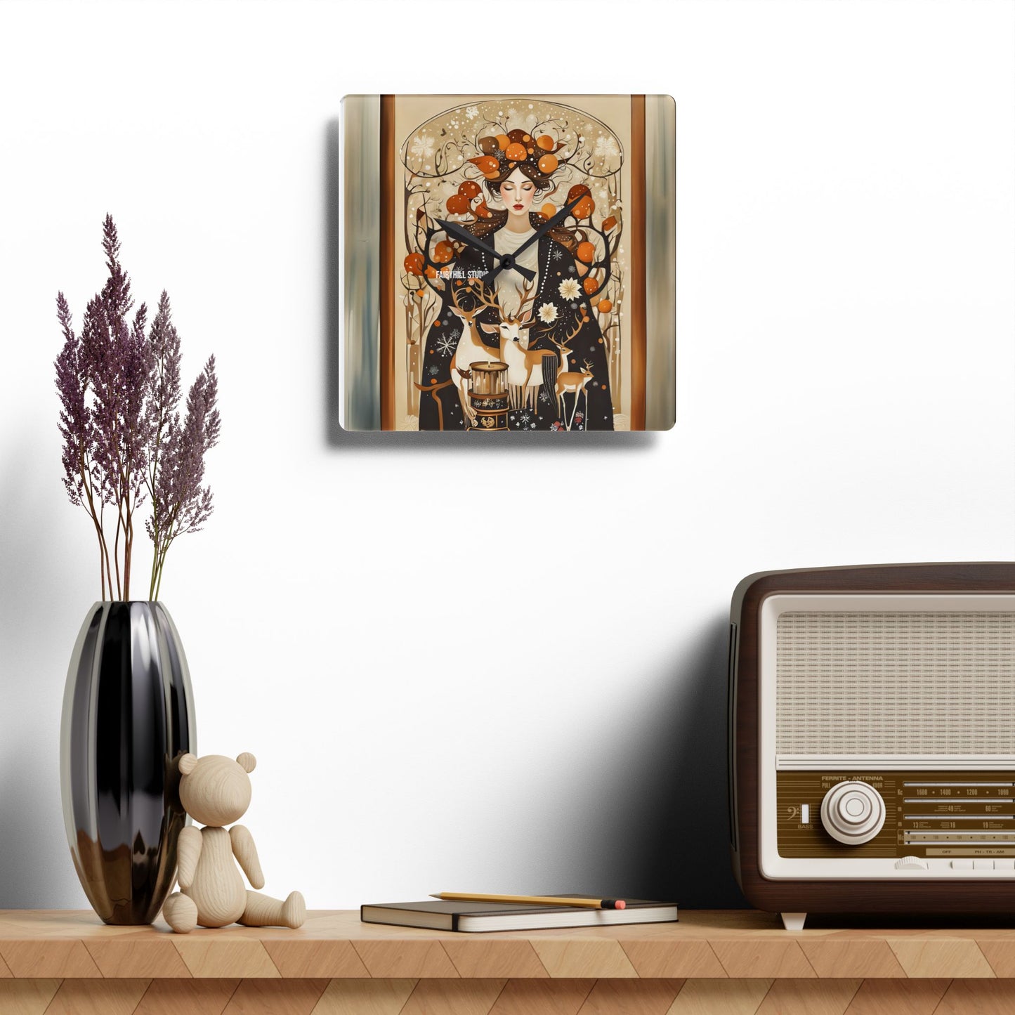 Acrylic Wall Clock -Welcoming Fall with Deers