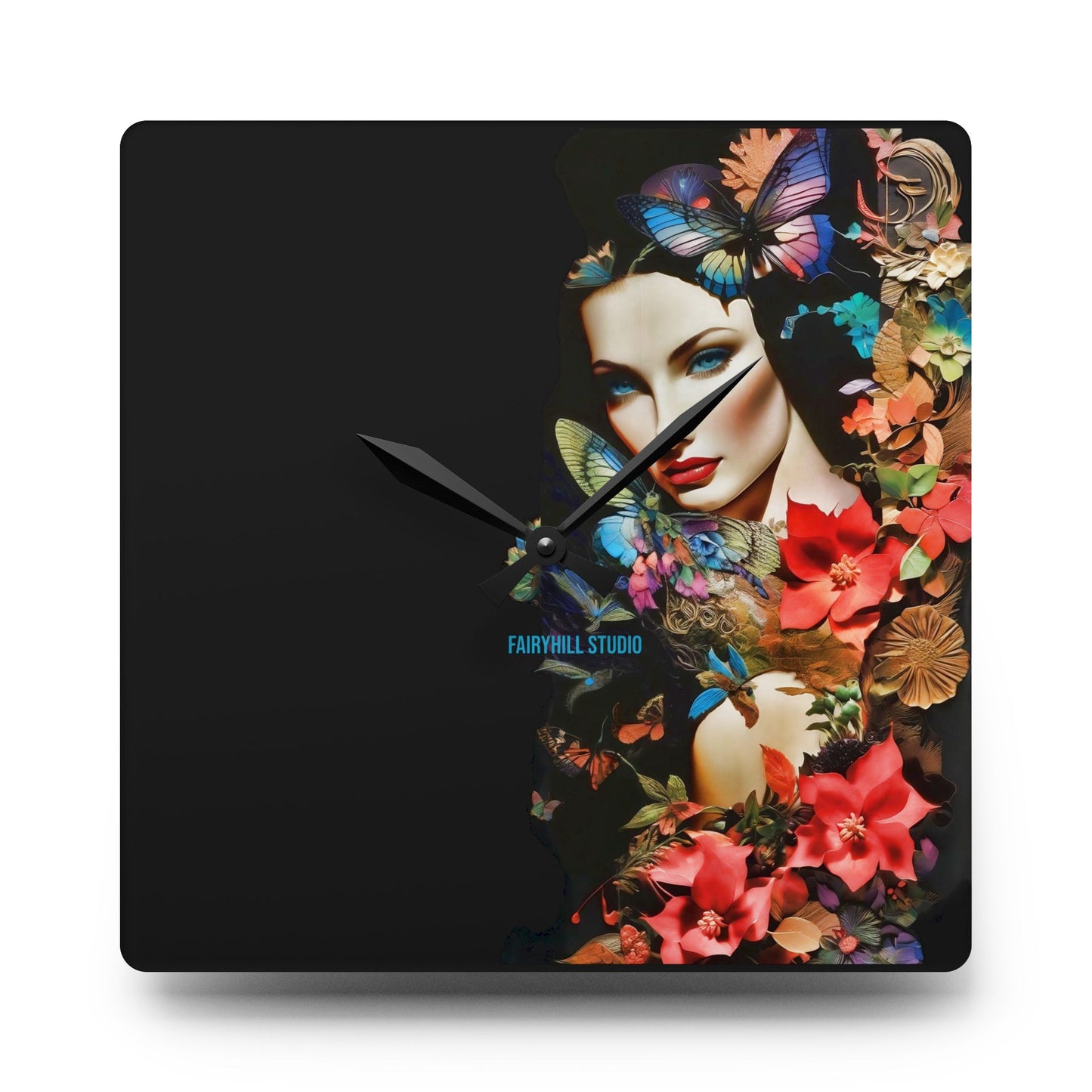 Acrylic Wall Clock -Lady in Nature /Art